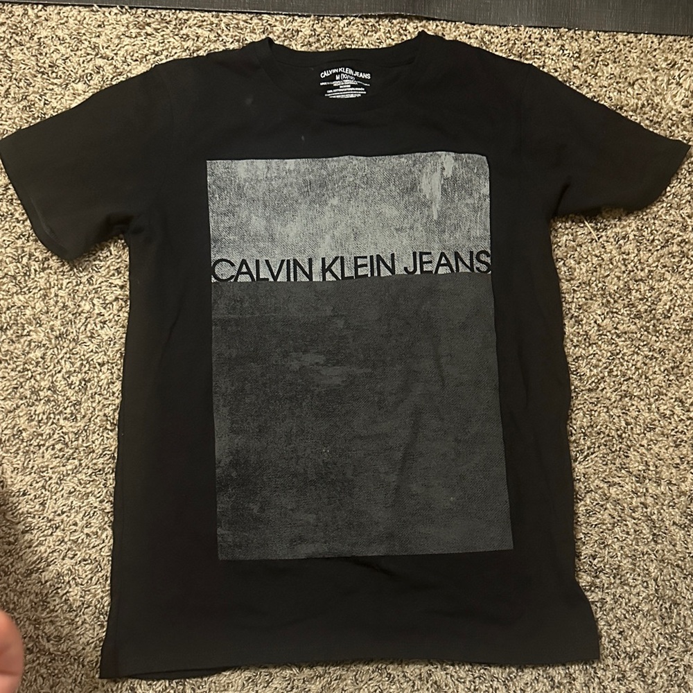 Calvin Klein Jeans Black and Gray Short Sleeve Tee